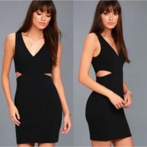 Lulus Mini Dress Black Sleeveless Cutout Bodycon Dress Size Large - Picture 1 of 10